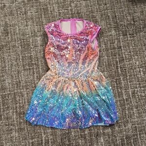 Weissman Pink and Blue Sequin Kids Dance Costume